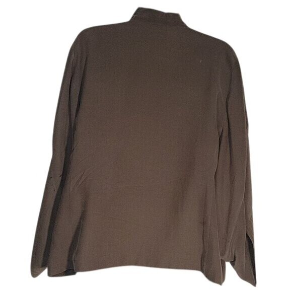 Eileen Fisher Womens Open Front Jacket L Brown Silk Blend - Picture 5 of 9
